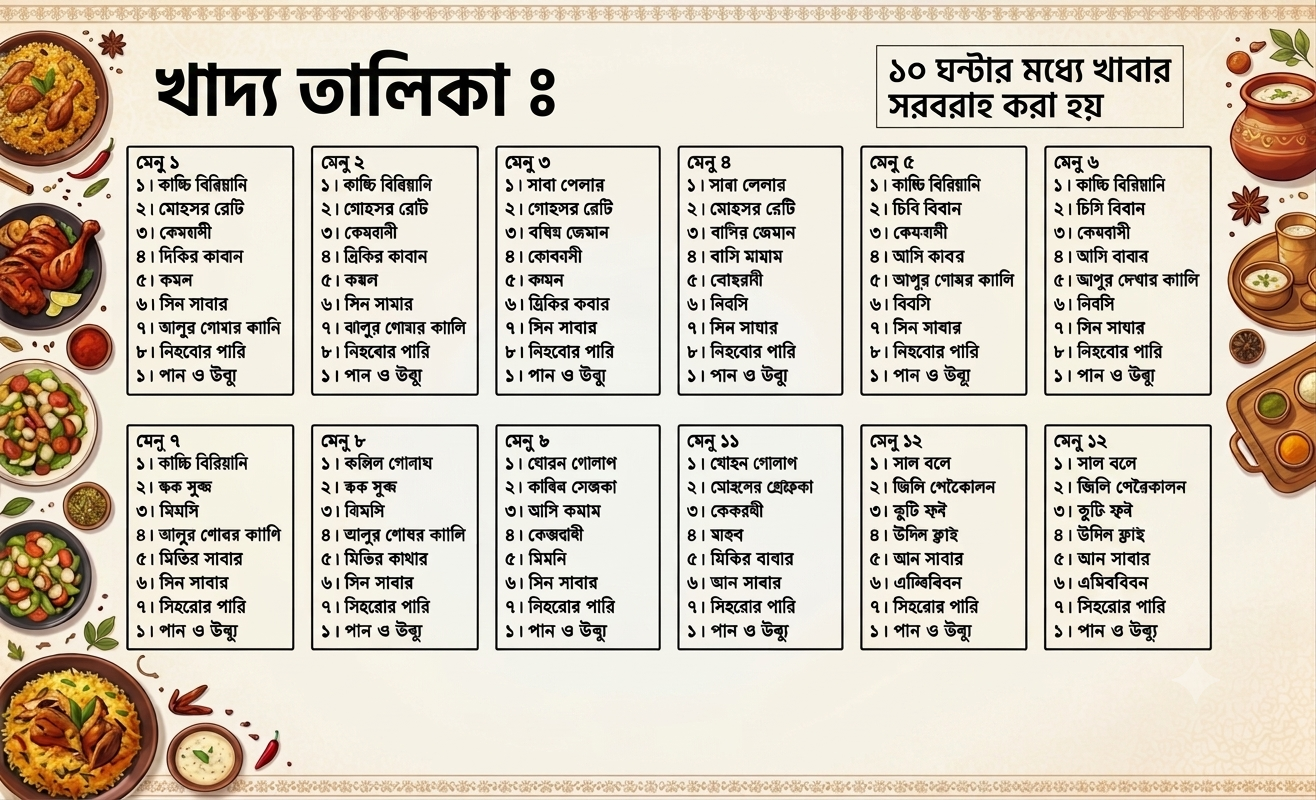 Dhanmondi party center menu